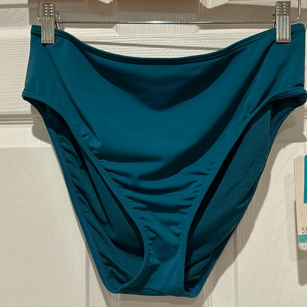Teal High-Waist Bikini Bottom - Picture 4 of 7